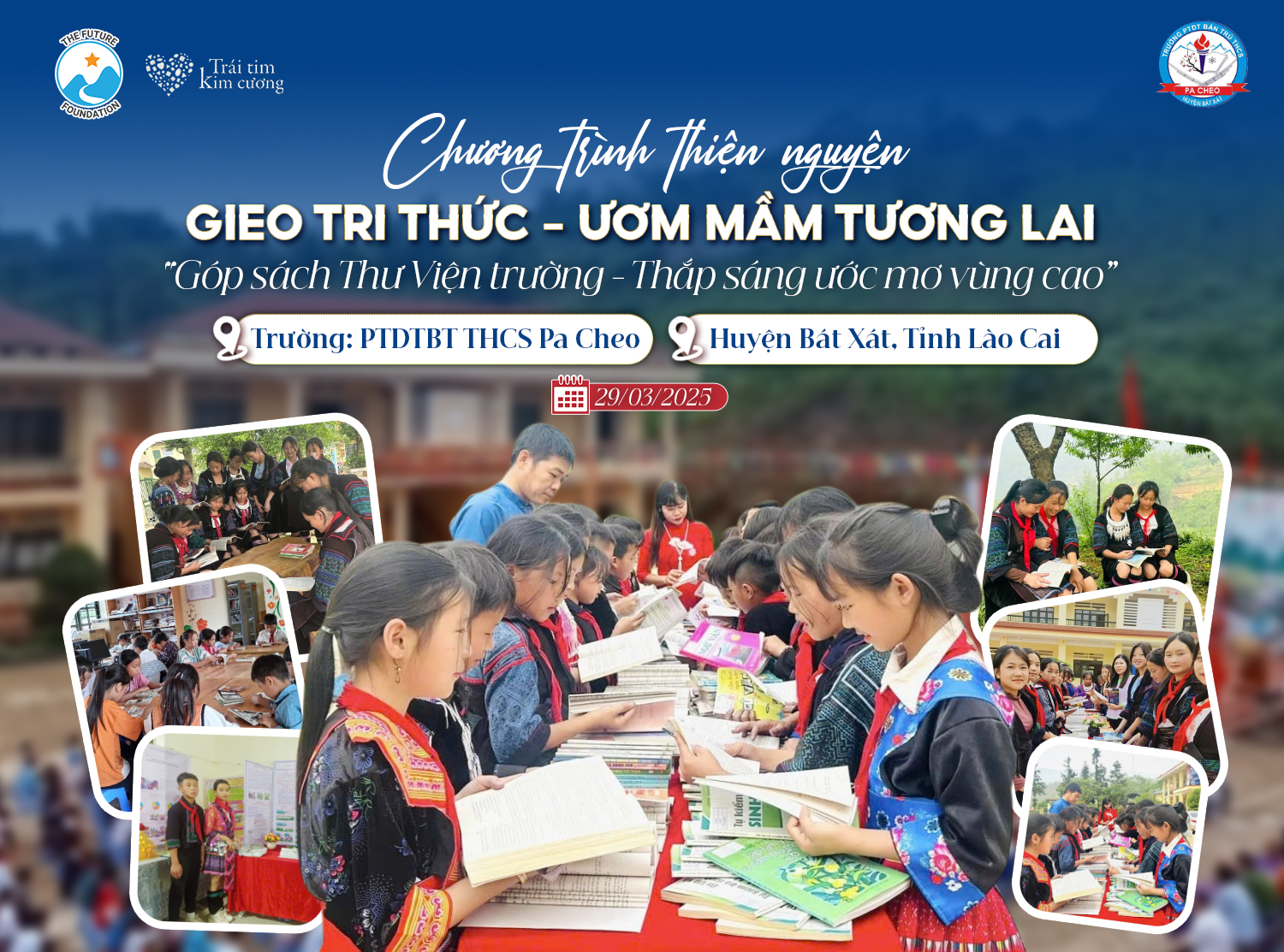 GÓP SÁCH THƯ VIỆN, THẮP SÁNG ƯỚC MƠ VÙNG CAO TRƯỜNG PTDTBT THCS PA CHEO